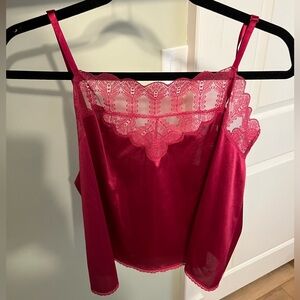 NWT Lace Trim Camisole, Bright Fuschia, Silk